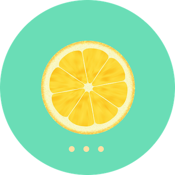 Animation of a lemon with loading dots below it. Conveys that Food Diary's AI algorithm will take a few seconds to process the calorie count in a photo of food.